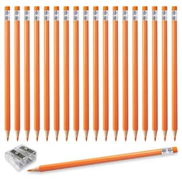 Imagem de Adhere 25 lápis de verificação, lápis de publicidade, apagáveis, pré-afiados nº 2 HB com borracha, incluindo um apontador grátis (laranja)