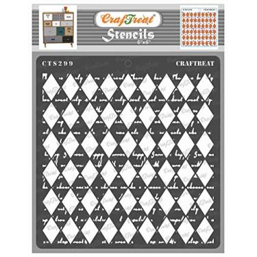 Imagem de CrafTreat Estêncil reutilizável de arlequim para pintura em madeira, tela, papel, tecido, piso, parede e azulejo - escrita arlequim - 15 x 15 cm - estêncil de arte e artesanato DIY - Estêncil grande