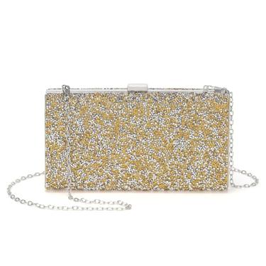 Imagem de DTGN Bolsas de noite bolsas clutch para mulheres, formal, 2 lados, strass, bolsa tiracolo com fecho de metal, brilhante, para festa de casamento, convidada, dourada, Dourado, L (US 12)