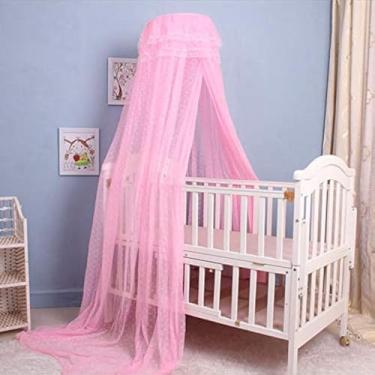Imagem de Conjunto de cama para berço em estilo palácio, mosquito, rede para pendurar na cama, redoma para cama da Pesp Baby (azul + suporte), rosa, Net Without Stand