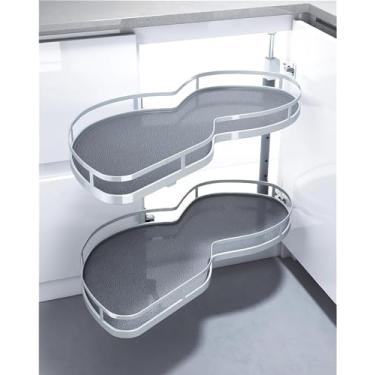 Imagem de Prateleira de armazenamento de carrossel de canto de cozinha, organizador de temperos, prateleiras, cada bandeja balança independentemente, altura ajustável, esquerda aberta, 800 mm