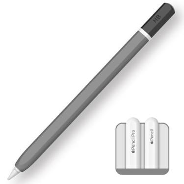 Imagem de TRONWIN Capa para Apple Pencil Pro, design clássico de lápis para Apple Pencil 2/Pro, capa de silicone para Apple Pencil 2ª geração, capa perfeita para Apple Pencil Pro (cinza)