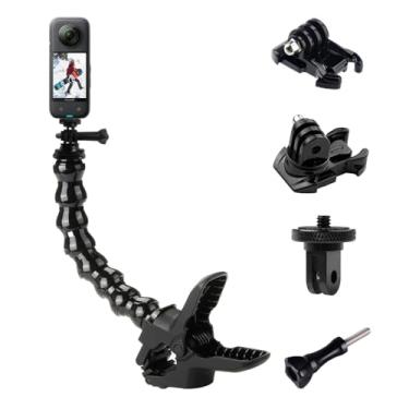 Imagem de Suporte de braçadeira flexível Jaws com pescoço de ganso ajustável, compatível com câmeras GoPro Hero 12, Insta360 ONE X3 GO 3 e DJI Osmo Action 4