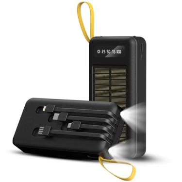 Imagem de BLACKULTRA Banco de Energia Solar 20000mAh, Power Bank Portátil com Dupla Lanterna LED, Resistente à Água para Acampamento e Viagens, Preto