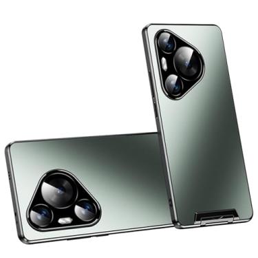 Imagem de HAO RIYLN Capa ultrafina para Huawei Pura 70 Ultra/70 Pro+/70 pro/70, capa de proteção de câmera de metal com suporte antiimpressão digital, capa fosca, verde, 70
