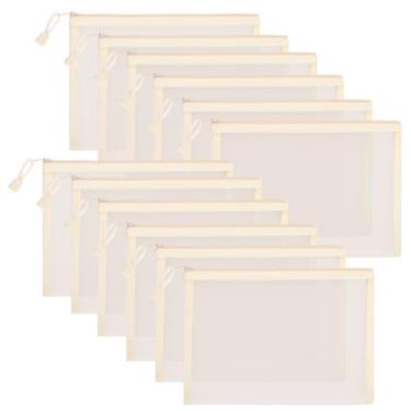 Imagem de Sinzip 12 peças bolsa de malha de nylon com zíper, bolsas de cosméticos de malha, estojo de lápis, bolsas de viagem multiuso para cosméticos escolares, materiais de escritório e acessórios de viagem,