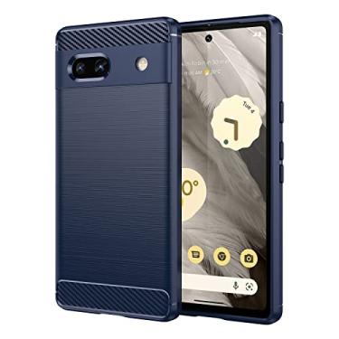 Imagem de GTBDEKI Capa para Pixel 7A, Capa para Pixel 7A G0DZQ, Fibra de Carbono à Prova de Choque Fina Silicone Resistente TPU Macio Capa Traseira para Google Pixel 7A Azul