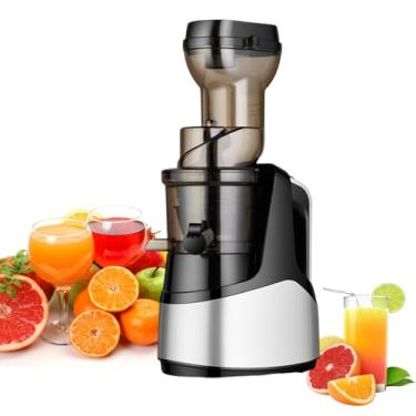 Imagem de Slow Juicer (espremedor lento), pequeno espremedor elétrico com função reversa/tampa com trava de segurança/escova, alto rendimento de suco de 90%, para frutas e legumes,Grey