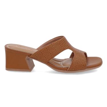 Imagem de Tamanco Usaflex Feminino Salto Geométrico Couro Casual AM22001