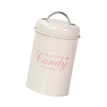 Imagem de IEUDNS Lata de cozinha biscuit lata especiarias nozes de cães de armazenamento de alimentos para alimentos recipiente de cão para gavetas de despensa jantar, Candy Branco