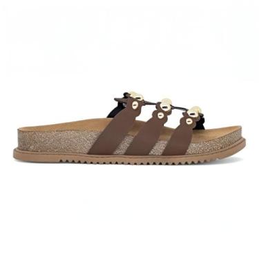 Imagem de Sandalia Beira Rio Conforto Feminina Papete Tachas, Marrom, 36