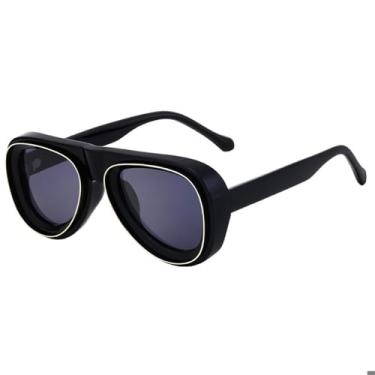 Imagem de JRLLFD Óculos de sol punk oval masculino, armação grande, óculos de sol para homens, retrô, óculos de sol grandes, 1, tamanho único