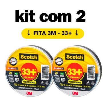 Imagem de Kit com 2 Fita Isolante 3M SCOTCH 33+ 19MM X 20m