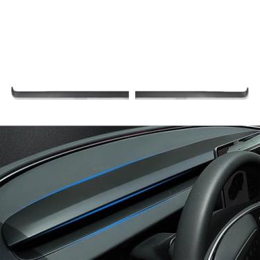 Imagem de YJMOTOR Apto Tesla Model 3 Highland 2024 Painel de painel de painel para console central adesivo de tampa de ventilação de ar condicionado frontal acessórios ABS 2 peças (preto fosco)