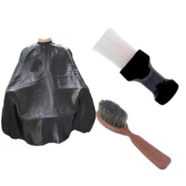 Imagem de Kit Barbeiro Capa De Corte Espanador Escovinha Fade - Leste Capas, Pre