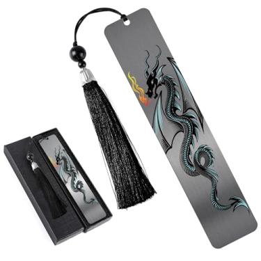 Imagem de Marcador de livro de dragão para homens e meninos: marcadores legais de página de livro, clipes de metal de dragão para leitura, presentes para crianças, homens, adultos, material escolar de