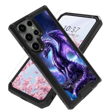 Imagem de Capa para Samsung Galaxy S25 Ultra com protetor de tela, resistente, à prova de choque, à prova de quedas, 2 em 1, capa protetora robusta para Samsung S25 Ultra 6,8 polegadas - dragão roxo