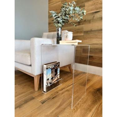 Imagem de Mesa Lateral e/ou Cabeceira em Acrílico com Suporte para Livro