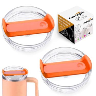 Imagem de Fabenyok Tampa de copo de substituição de 1,134 g para copo Stanley, pacote com 2 tampas de substituição transparentes adequadas para copo de viagem Stanley, capas de copo à prova de derramamento para