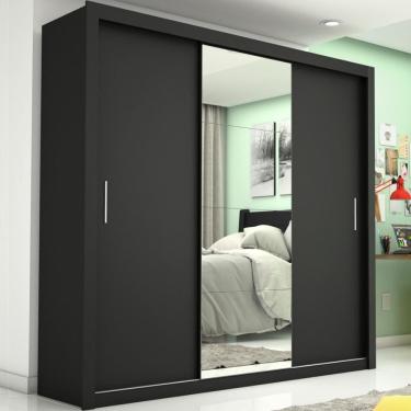 Imagem de Guarda Roupa Casal Com Espelho 3 Portas de Correr 4 Gavetas Melissa Glass