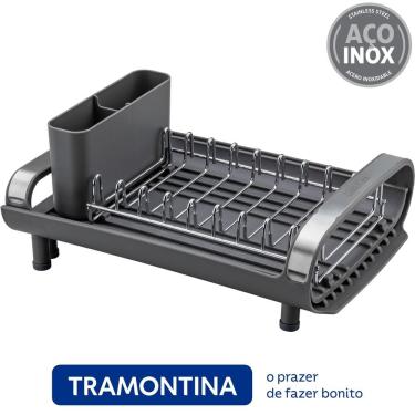 Imagem de Escorredor de Louça em Aço Inox Plurale Grafite - Tramontina