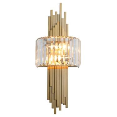 Imagem de Luminárias de luxo modernas, arandelas de cristal, luminária de parede dourada, iluminação de parede elegante para penteadeira, para sala de estar, quarto, banheiro, corredor, porta, escada,