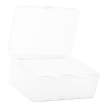 Imagem de Caixa de armazenamento de plástico transparente com tampa articulada, pequeno organizador para artesanato, contas, e acessórios, armazenamento de cubo transparente