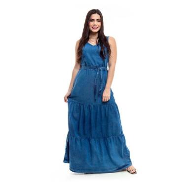 Imagem de Vestido Jeans Longo Sem Manga - Restrito Jeans, 0000, 44