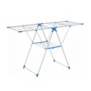 Imagem de Varal De Chão 3 Andares Dobrável Retrátil Aço 4 Rodas，Adequado para varanda doméstica, interior, pode secar roupas, lençóis e outros tecidos(Azul XL3984)