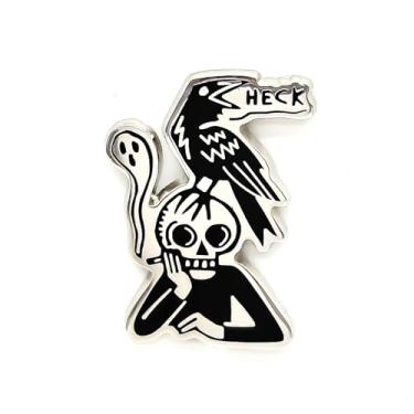 Imagem de Broche esmaltado Quoth the Raven: Heck - Série divertida - Broche de lapela esmaltado - Emblema banhado para roupas, bolsas e cordões, Standard, Zinco, Sem Pedra Preciosa