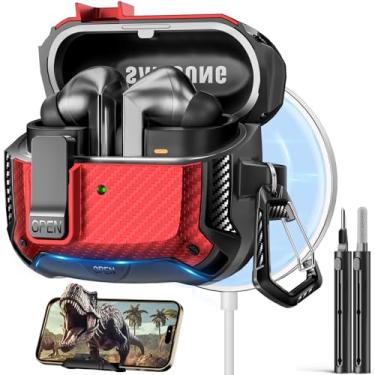 Imagem de Polislime Capa compatível com Samsung Galaxy Buds3 FE (2025)/Buds3 Pro (2024)/Buds 3 (2024) com suporte de telefone, compatível com MagSafe, com design de clipe de bloqueio seguro e kit de limpeza