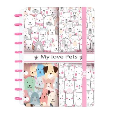 Imagem de Caderno Criativo Pets Love Rosa A4/A5 Disco Inteligente (Grande A4)