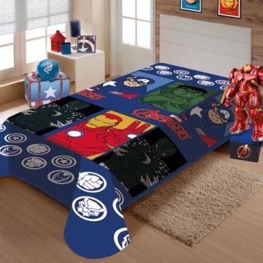 Imagem de Manta Marvel Fun Os Vingadores Licenciado Jolitex 1,50x2,00m, Azul, So