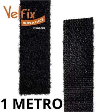 Imagem de Abraçadeira fecho de contato dupla face  preto  16mm 1 metro - Velfix