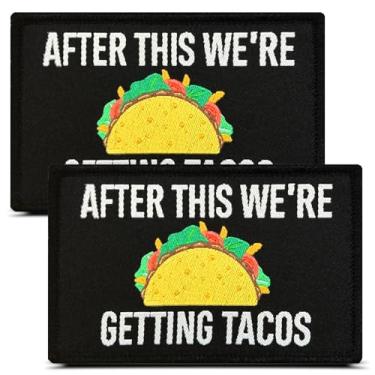 Imagem de 2 peças After This We're Getting Tacos Funny Hook and Loop Patch Bordado Mexico Tacos Meme Biker Emblema para Jaquetas Jeans Roupas Bolsas e Mais