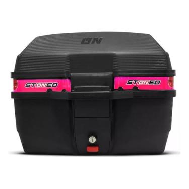 Imagem de Bau Moto Bauleto Stoned 35 Litros C/Base Universal Traseiro Faixa Rosa