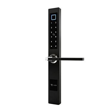 Imagem de Código de impressão digital à prova d'água estilo europeu Frid fechadura eletrônica inteligente para porta de vidro de alumínio para porta de madeira (cor: E, tamanho: 60 * 85) (E (com trava))