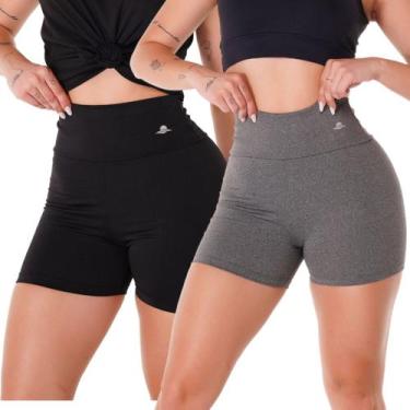 Imagem de Kit 2 Shorts Suplex Academia Cós Alto Legging Fitness - Força do Sol, 