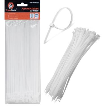 Imagem de 1 Pacote Com 100 Abraçadeiras Lacre De Nylon Enforca Gato Cinta Plástica 3,6x250mm Fita Hellerman 25cm Branca
