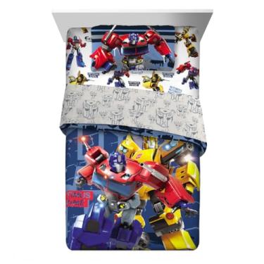 Imagem de Franco Conjunto de edredom e lençol Transformers Optimus Prime, supermacio, com capa, 4 peças, tamanho solteiro (produto oficial licenciado) colecionáveis
