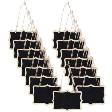 Imagem de Mini quadro-negro, placa de giz pendurada, 15 peças, mini quadro de giz de madeira, placas de nome de festa, bufê, comida, etiquetas de quadro de massagem penduradas