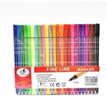 Imagem de Kit C/ 24 Canetas Coloridas Fine Line Ponta Fina 0.4 mm - oem