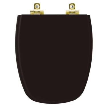 Imagem de Assento Sanitário Com Amortecedor Monte Carlo ébano (preto) Para Vaso Deca Com Ferragem Dourada