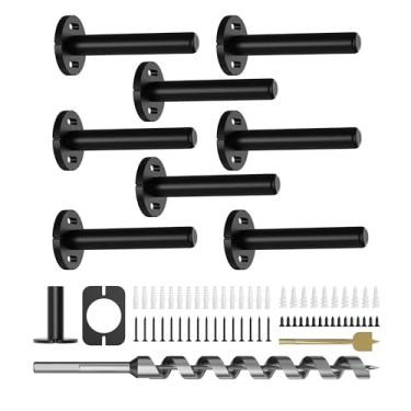 Imagem de Crafterspirit 8 Peças De Suportes Prateleira Parede, Suporte Flutuante Resistente, Oculto, Invisível, Preto, Prateleira, Decorativo, Flutuante, Hardware Prateleir
