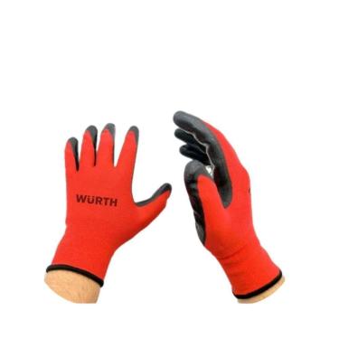Imagem de Luva Poliéster Vermelha Com Banho Latex Tamanho 8 - Wurth