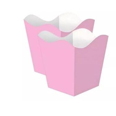 Imagem de Cachepô Rosa Bebê 10x10x6,5cm  C/40 Unidades p/ Aniversário, Chá Revel