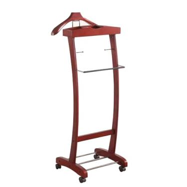 Imagem de Cabide De Madeira Masculino Com Prateleira Para Sapatos, Cabide Para Casacos E Gravatas, Suporte Independente Para Ternos E Guarda-roupas Com Organizador De Armazenamento(Walnut wood color)