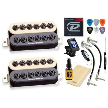 Imagem de Seymour Duncan Invader SH-8n / SH-8b Conjunto de captador Humbucker de alto rendimento com pacote Tonebird (zebra/zebra reversa)