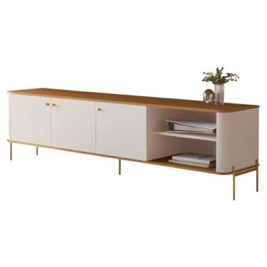 Imagem de Rack Para Sala TV Até 70 Polegadas Moderno 3 Portas - Casa H, Off Whit