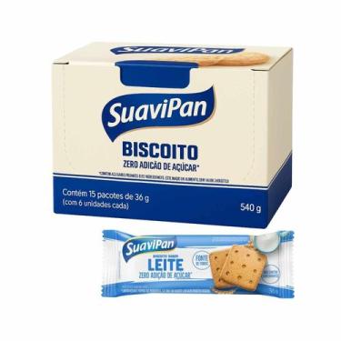 Imagem de Biscoito Zero Açúcar Sabor Leite Suavipan - Caixa 15 Unidades 36g
